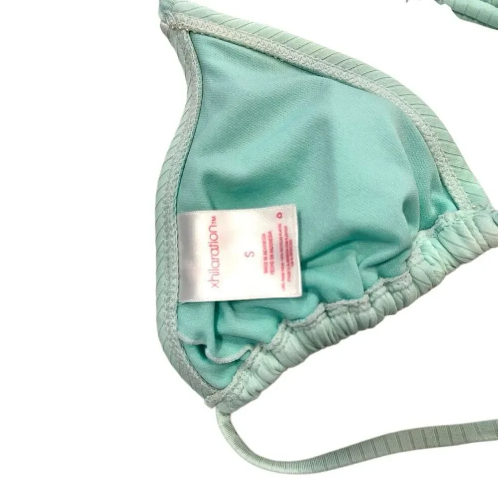 Xhilaration Ribbed Triangle Halter String Mint Swim Bikini Top Small